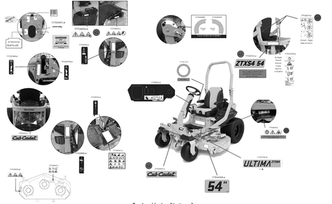 Label Map Diagram and Parts List for ZTXS4-54KH (47TSCAB7A10)(2023) Cub Cadet Lawn Tractor